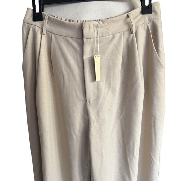 Ogl Pants Women's Wide Leg Wool Blend Relaxed Lagenlook Tan Large NWT - Picture 2 of 12